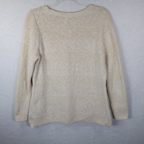 LL Bean Women's Knit Pullover Sweater 100% Cotton Scoop Neck Large - Picture 4 of 8